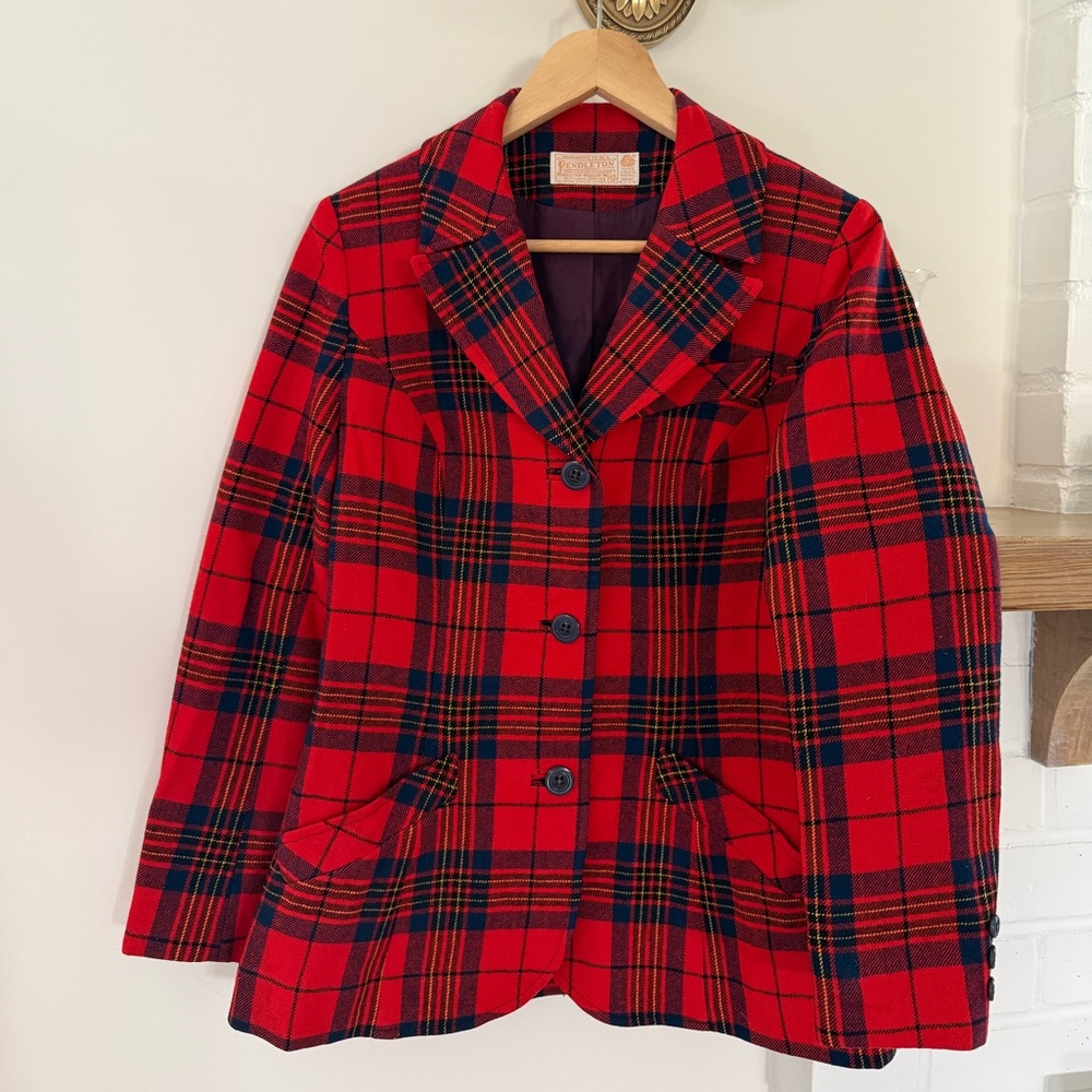 Pendleton Red and Black Plaid Women's Blazer